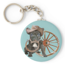 French Bulldog Rodeo Champ Keychains