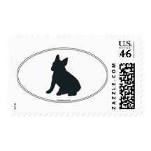 French Bulldog Silhouette Postage Stamps