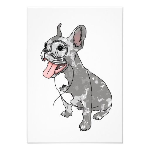 French bulldog with monocle personalized invites