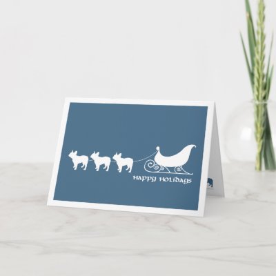 French Bulldogs Pulling Santa&#39;s Sleigh Greeting Card