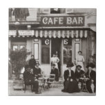 French cafe bar street scene tile