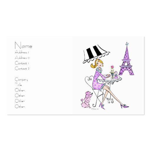French Cafe Girl Business Cards (front side)