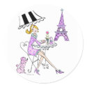 French Cafe Girl Stickers