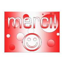 French Canadian Gifts Thank You Merci Smiley Face Canvas Prints