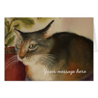 French Cat from an original watercolor painting card
