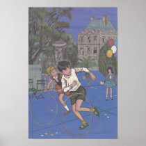 French Children Rolling Hoops Print