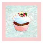 French Chocolate Pink Cupcake Announcements