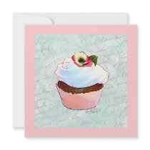 French Chocolate Pink Cupcake Announcements
