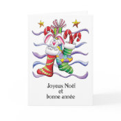 French - Christmas Stocking With Rabbit And Gifts