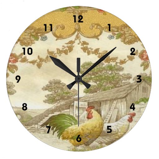 French Country Rooster Hen Chicken Coop Clock | Zazzle
