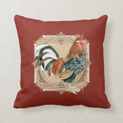 French Country Roosters Vintage Antique Home Decor Throw Pillow