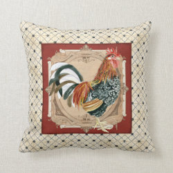French Country Roosters Vintage Antique Home Decor Pillow