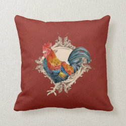 French Country Roosters Vintage Antique Home Decor Pillow