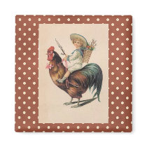 French Country Victorian Rooster Fridge Magnet