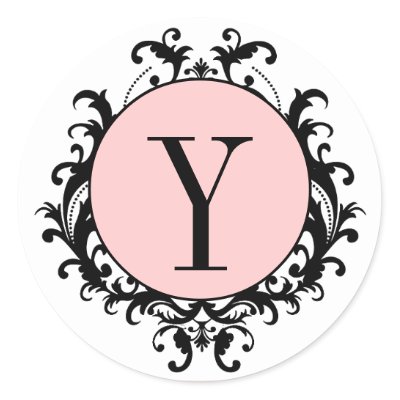 French Country Wedding Monogram Y Damask Sticker by monogramgallery