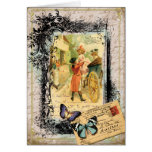 French Couple in Carriage Vintage Style Card