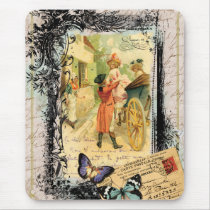 French Couple in Carriage Vintage Style Mousepad