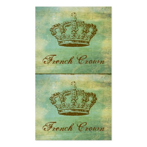 French Crown Mini Cards or Hang Tags Green Business Cards (front side)