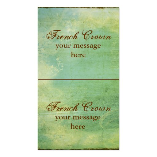 French Crown Mini Cards or Hang Tags Green Business Cards (back side)