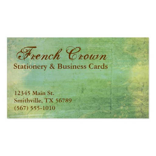 French Crown Vintage Style Business Cards (back side)