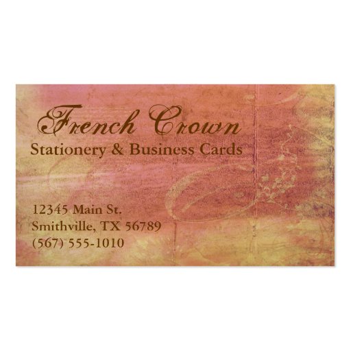 French Crown Vintage Style Business Cards (back side)