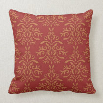 French Damask Reversible Red Orange pillow pillows
