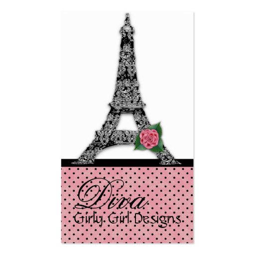 French Eiffel Tower Girly Girl Diva Business Card2 (front side)