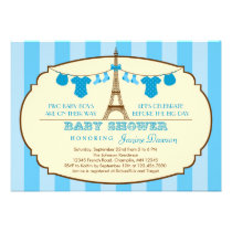 French Eiffel Tower Twin Baby Shower Invitation