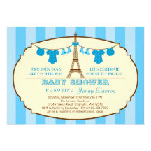 French Eiffel Tower Twin Baby Shower Invitation