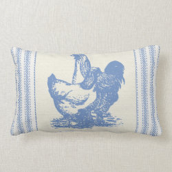 French Farmyard Chickens with Ticking Pillows