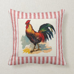 French Farmyard Rooster with Ticking Pillow