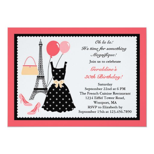 French Fashion Birthday Invitation | Zazzle