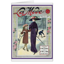 French Fashion Vintage La Mode Magazine Cover Greeting Cards