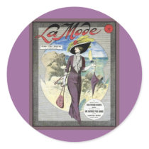 French Fashion Vintage La Mode Magazine Cover Round Stickers