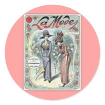 French Fashion Vintage La Mode Magazine Cover Round Sticker