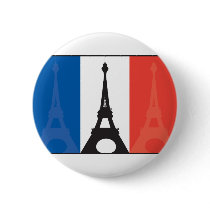 French Flag and Eiffel Tower Pinback Button