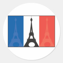 French Flag and Eiffel Tower Round Sticker
