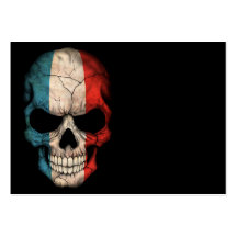 French Flag Skull on Black Business Card Template