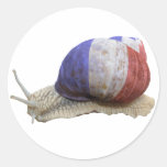 French flag snail round stickers