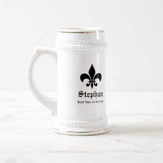 French Fleur de lis monogram groomsmen beer stein mug