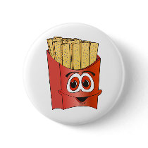French Fries Cartoon Pinback Button
