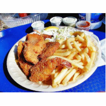 French Fries Shrimp Crab Cakes Fish Tartar photo sculptures