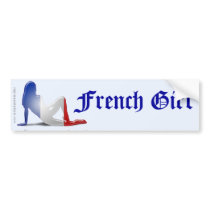 French Girl Silhouette Flag Bumper Sticker