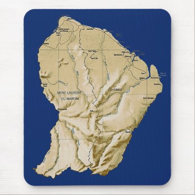 world map of french guiana. French Guiana Map Mousepad by