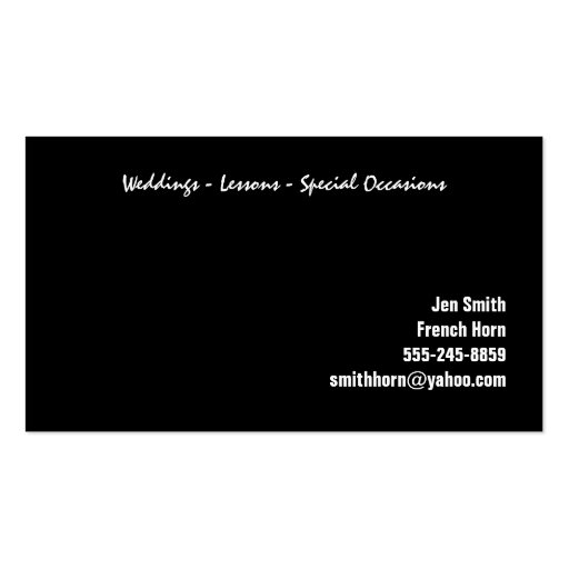French Horn Business Card (back side)