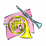 French Horn Clarinet Pink Background Graphic Acrylic Cut Out