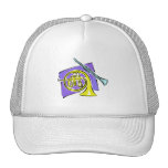 French Horn Clarinet Purple Background Graphic Trucker Hats