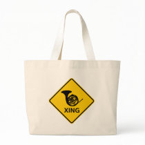 French Horn Crossing Highway Sign Canvas Bag