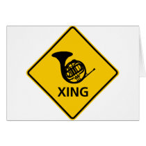 French Horn Crossing Highway Sign Card