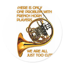 French Horn Cutie Round Stickers